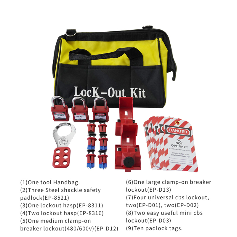EP-8772A  Keyed uniformly lockout tagout kitsin industrial settings
