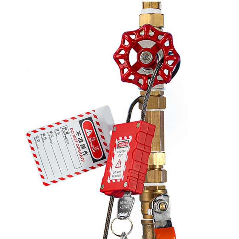 EP-LG80  Adjustable cable lockout padlock with stainless steel cable and complimentary safety sign