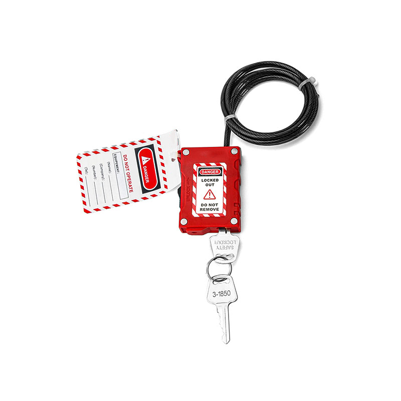 EP-LG80  Adjustable cable lockout padlock with stainless steel cable and complimentary safety sign
